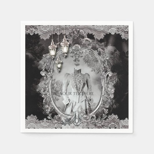 ヴィンテージ幽霊のよく出るレディーハロウィーンの衣装パーティー スタンダードカクテルナプキン (正面)