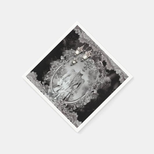 ヴィンテージ幽霊のよく出るレディーハロウィーンの衣装パーティー スタンダードカクテルナプキン (角)