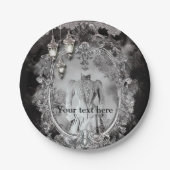 ヴィンテージ幽霊のよく出るレディーハロウィーンの衣装パーティー ペーパープレート (正面)