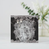 ヴィンテージ幽霊のよく出るレディーハロウィーンディナーパーティー 招待状 (スタンド正面)