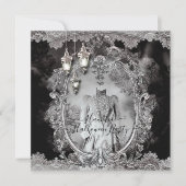 ヴィンテージ幽霊のよく出るレディーハロウィーンディナーパーティー 招待状 (正面)