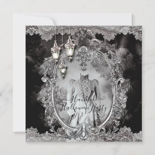 ヴィンテージ幽霊のよく出るレディーハロウィーンディナーパーティー 招待状 (正面)