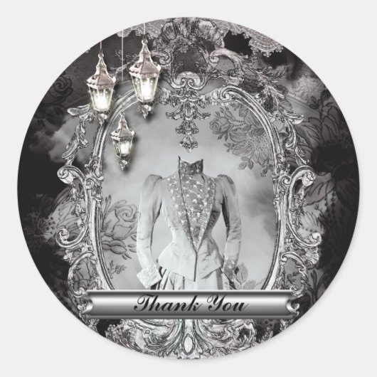 ヴィンテージ幽霊のよく出るレディ・ハロウィーンの衣装パーティーの好意 ラウンドシール (正面)