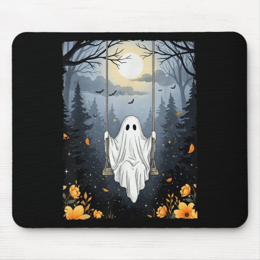 ヴィンテージ幽霊の森の夜ハロウィーンFでスイング マウスパッド (正面)