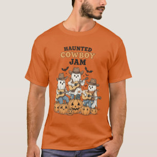 ヴィンテージ幽霊カウボーイハロウィンアート   かわいいギターP Tシャツ