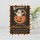 ヴィンテージ幽霊カボチャのハロウィーンから破裂 招待状 (スタンド正面)