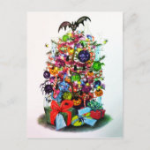 ヴィンテージ幽霊キャットパンプキンハロウィンスパイダーパーティー シーズンポストカード (正面)