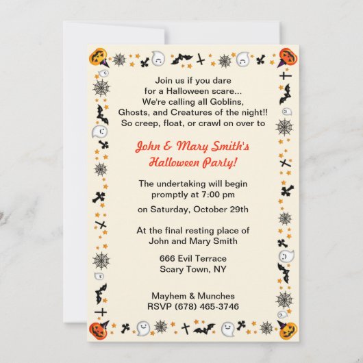ヴィンテージ幽霊ストーリーハロウィーン 招待状 (裏面)