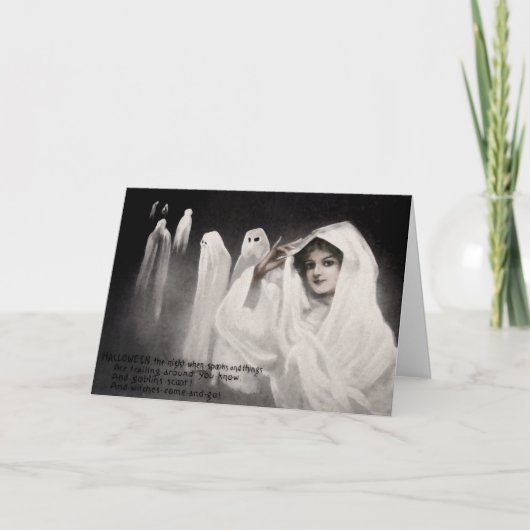 ヴィンテージ幽霊ハロウィンカード シーズンカード (正面)
