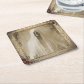 ヴィンテージ幽霊ハロウィン不気味 スクエアペーパーコースター (アングル)