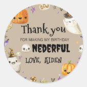 ヴィンテージ幽霊ハロウィーン誕生日パーティーラベル ラウンドシール (正面)