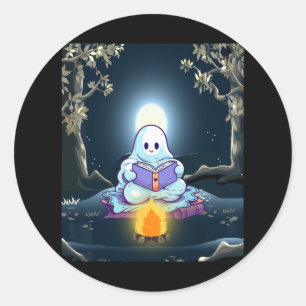 ヴィンテージ幽霊ブック読ズキャンピングフォレストハロウィー ラウンドシール