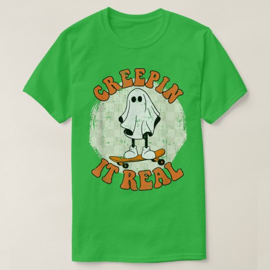 ヴィンテージ幽霊秋シーズンレトロハロウィーンクリープ Tシャツ (デザイン正面)
