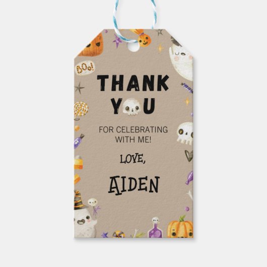 ヴィンテージ幽霊誕生日会サンクスユユーラベル ギフトタグ (正面)