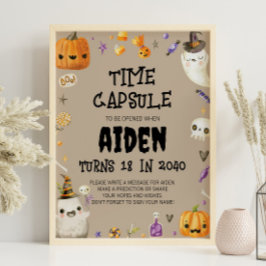 ヴィンテージ幽霊誕生日時間カプセル標識 ポスター