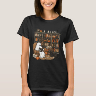 ヴィンテージ幽霊読ズブックラバーズライブラリハロウィー Tシャツ