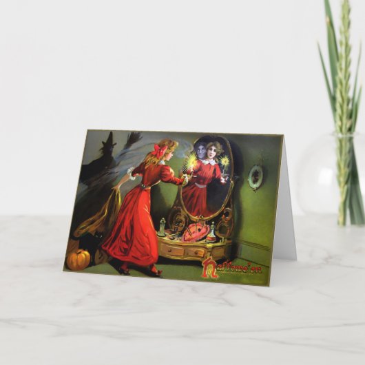 ヴィンテージ幽霊鏡ハロウィンカード シーズンカード (正面)