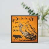 ヴィンテージ幽霊、カラス、こうもり、猫ハローウィンパーティ 招待状 (スタンド正面)