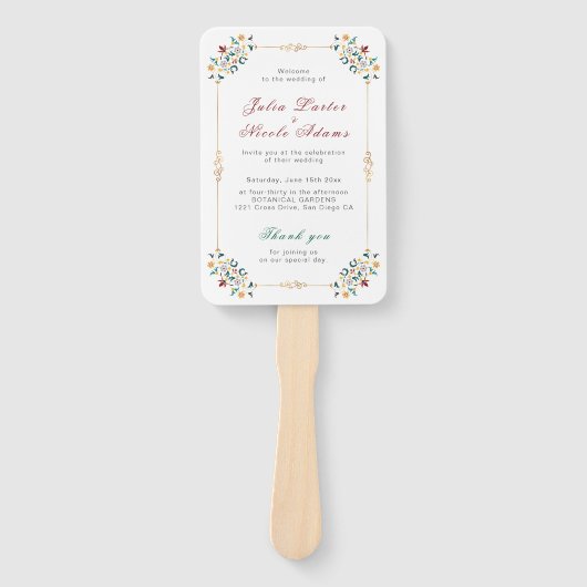 ヴィンテージ幾何クラシカル複雑な結婚モチーフ ハンドファン (正面)