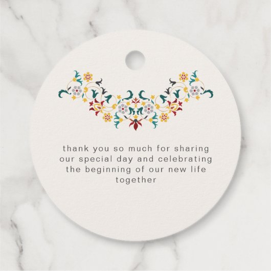 ヴィンテージ幾何クラシカル複雑な結婚モチーフ フェイバータグ (裏面)