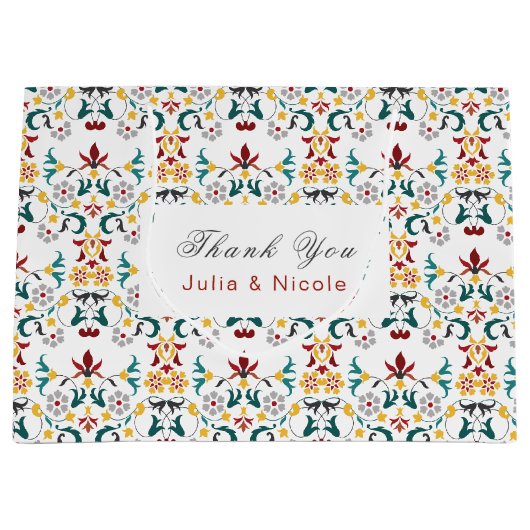 ヴィンテージ幾何クラシカル複雑な結婚モチーフ ラージペーパーバッグ (正面)