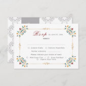 ヴィンテージ幾何クラシカル複雑な結婚モチーフ 出欠カード (正面/裏面)