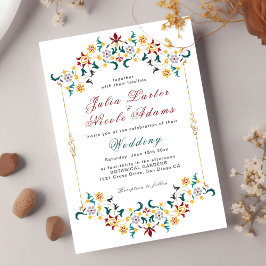 ヴィンテージ幾何クラシカル複雑な結婚モチーフ 招待状