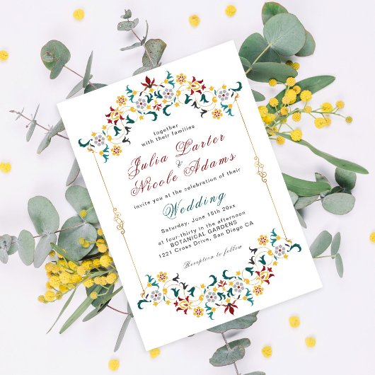 ヴィンテージ幾何クラシカル複雑な結婚モチーフ 招待状