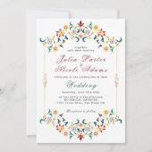 ヴィンテージ幾何クラシカル複雑な結婚モチーフ 招待状 (正面)