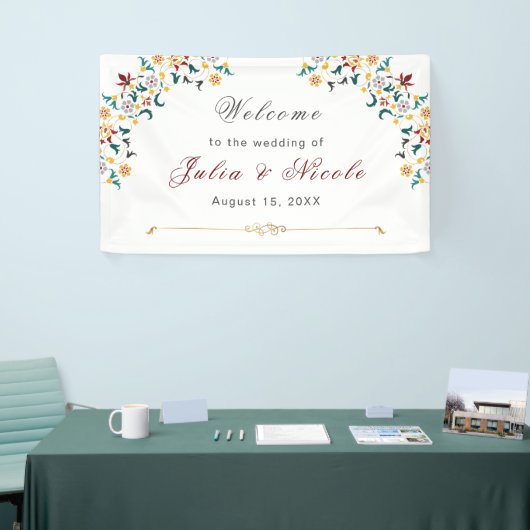 ヴィンテージ幾何クラシカル複雑な結婚モチーフ 横断幕 (トレードショー)