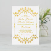 ヴィンテージ幾何クラシカル複雑な結婚モチーフ 箔招待状 (立ち正面)