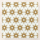 ヴィンテージ幾何スターバスト ガラスコースター (正面)