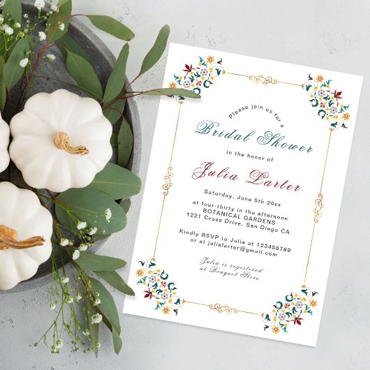 ヴィンテージ幾何学クラシカルブライダルシャワー 招待状