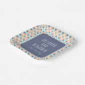 ヴィンテージ幾何学タイル モチーフ 青 結婚式 オーダーメイド ペーパープレート (傾斜あり)