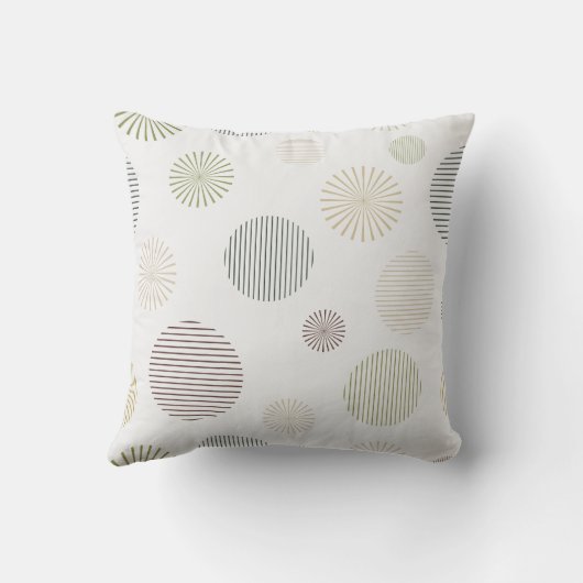 ヴィンテージ幾何学円の線のパターン白 クッション (裏面)