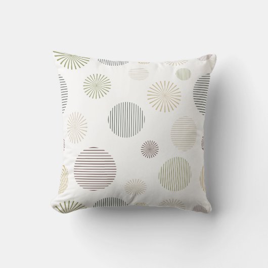 ヴィンテージ幾何学円の線のパターン白 クッション (正面)