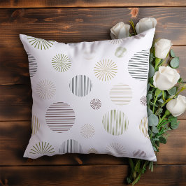 ヴィンテージ幾何学円の線のパターン白 クッション