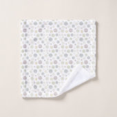 ヴィンテージ幾何学円の線のパターン白 バスタオルセット (ウォッシュタオル)