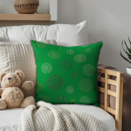 ヴィンテージ幾何学円の線のパターン緑 クッション