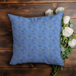 ヴィンテージ幾何学円の線の青 クッション