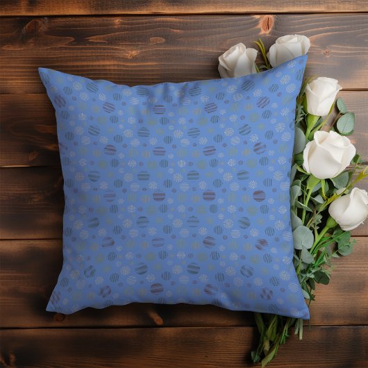 ヴィンテージ幾何学円の線の青 クッション