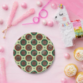 ヴィンテージ幾何学円ドット宝曼荼羅 ペーパープレート (パーティー)