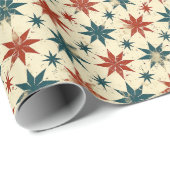 ヴィンテージ幾何学星模様（赤と青） ラッピングペーパー (ロールコーナー)