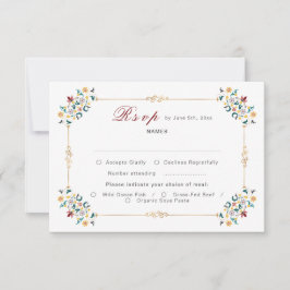 ヴィンテージ幾何学柄の古典的なモチーフの結婚式 出欠カード