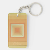 ヴィンテージ幾何学模様（ソフト黄色とオレンジ） キーホルダー (裏面)