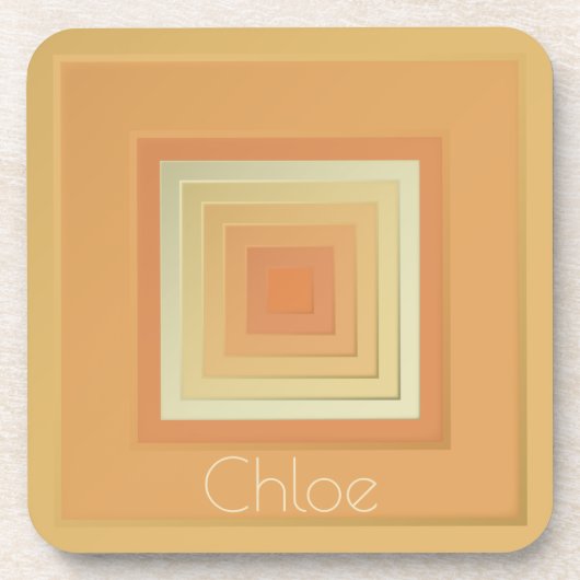 ヴィンテージ幾何学模様（ソフト黄色とオレンジ） コースター (正面)