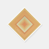 ヴィンテージ幾何学模様（ソフト黄色とオレンジ） スタンダードカクテルナプキン (角)