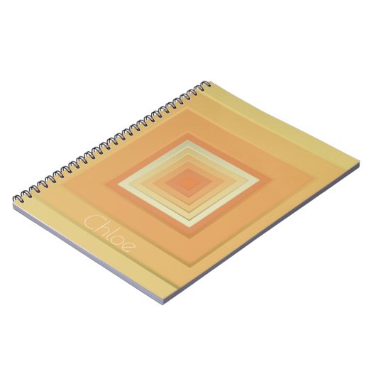 ヴィンテージ幾何学模様(ソフト黄色とオレンジ) ノートブック (左側)
