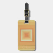 ヴィンテージ幾何学模様（ソフト黄色とオレンジ） ラゲッジタグ (正面縦)