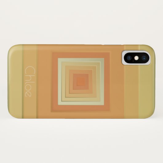 ヴィンテージ幾何学模様(ソフト黄色とオレンジ) Case-Mate iPhoneケース (裏面(横))